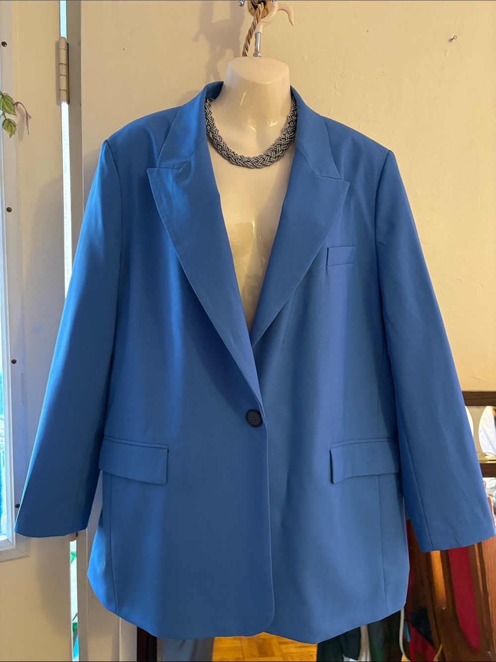 Zara Cobalt Blue Single-Button Blazer. Wool